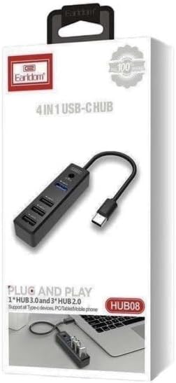 Earldom ET-HUB08 4-in-1 USB-C Hub - High-Speed Data Transfer, 4K HDMI, USB 3.0, SD/MicroSD Card Reader Earldom ET-HUB08 4-in-1 USB-C Hub - High-Speed Data Transfer, 4K HDMI, USB 3.0, SD/MicroSD Card Reader